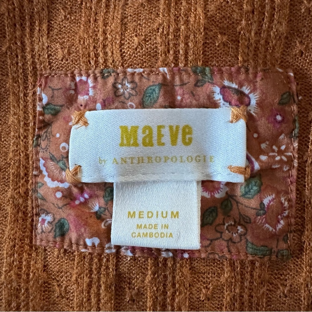 Maeve Anthropologie Rafela Hacci Surplice Top Ribbed Wrap M - Picture 9 of 12